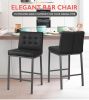 Modern Design High Counter Bar Stool with Metal Legs (Black, Set of 2)