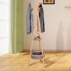 Natural Bamboo Coat Rack with Storage Rack