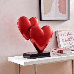 Double Heart Sculpture // Metallic Red by Finesse Decor