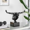 Small Saluting Man Resin Sculpture 17" Wide x 10.5" Tall // Black