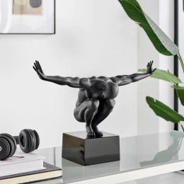 Small Saluting Man Resin Sculpture 17" Wide x 10.5" Tall // Black