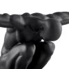 Small Saluting Man Resin Sculpture 17" Wide x 10.5" Tall // Black