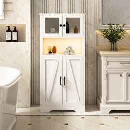 Modern LED Four-Door Storage Cabinet w/ Transparent Acrylic Doors