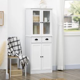 Classic 61" Freestanding Kitchen Cabinet w/ Adjustable Shelves & 2 Drawers