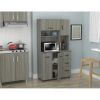 New Inval Laminate Kitchen Microwave Storage Cabinet (35"W, Smoke Oak)