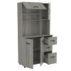 New Inval Laminate Kitchen Microwave Storage Cabinet (35"W, Smoke Oak)