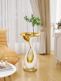 Modern Morocco Luxurious Gold/White  Side Table