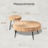 Modern Handcrafted Wood Radial Pattern Nesting Table Set