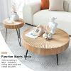 Modern Handcrafted Wood Radial Pattern Nesting Table Set