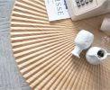 Modern Handcrafted Wood Radial Pattern Nesting Table Set