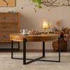 Modern Retro Splicing Round Coffee Table w/ Black Cross Legs Base
