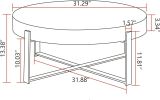 Modern Retro Splicing Round Coffee Table w/ Black Cross Legs Base