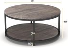 NSdirect 36-Inch Round Coffee Table, 2-Tier Rustic Wood