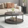 NSdirect 36-Inch Round Coffee Table, 2-Tier Rustic Wood