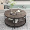 NSdirect 36-Inch Round Coffee Table, 2-Tier Rustic Wood