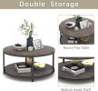 NSdirect 36-Inch Round Coffee Table, 2-Tier Rustic Wood