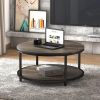 NSdirect 36-Inch Round Coffee Table, 2-Tier Rustic Wood