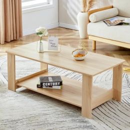 Modern Colored Double Layered Rectangular Coffee Table