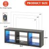 Modern Black 65" TV Stand w/ LED Lights, Glass Shelves