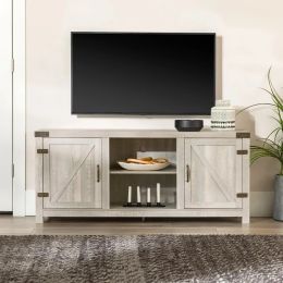 Modern Farmhouse Barn Door 65" TV Stand- Stone Grey
