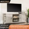 Modern Farmhouse Barn Door 65" TV Stand- Stone Grey