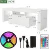 Modern White High Gloss 55 Inch LED TV Stand w/ Glass Shelves