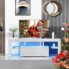 Modern White High Gloss 55 Inch LED TV Stand w/ Glass Shelves