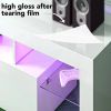 Modern White High Gloss 55 Inch LED TV Stand w/ Glass Shelves