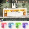 Modern White High Gloss 55 Inch LED TV Stand w/ Glass Shelves