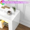 Modern White High Gloss 55 Inch LED TV Stand w/ Glass Shelves