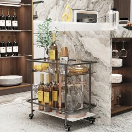 Luxury Modern Rolling 2-Tier Bar Cart for Serving
