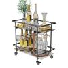 Luxury Modern Rolling 2-Tier Bar Cart for Serving
