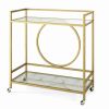 Mid-Century Metal & Glass Bar Cart, Gold Finish
