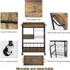 Industrial Vintage Style 3-Tier Bar Cart w/ Wine Glass Rack