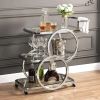Modern Silver Metal 3-Tier Bar Cart with Handle