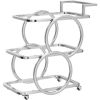 Modern Silver Metal 3-Tier Bar Cart with Handle