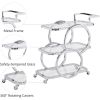 Modern Silver Metal 3-Tier Bar Cart with Handle