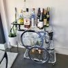 Modern Silver Metal 3-Tier Bar Cart with Handle