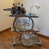 Modern Silver Metal 3-Tier Bar Cart with Handle