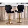 EALSON Velvet Bar Stools w/ Swivel Back, Gold Base-Set of 2