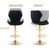 EALSON Velvet Bar Stools w/ Swivel Back, Gold Base-Set of 2