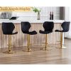 EALSON Velvet Bar Stools w/ Swivel Back, Gold Base-Set of 2