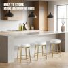 FLYZC White & Gold Counter Swivel Bar Stools - Set of 2