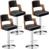 Modern Adjustable Walnut Bentwood Bar Stools - Set of 4