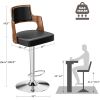 Modern Adjustable Walnut Bentwood Bar Stools - Set of 4