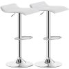 Modern Swivel Adjustable Barstools w/ Solid Wave Seats - White (Set of 4)