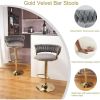 Modern Adjustable Gold Velvet Barstools with Backs - Set of 2
