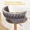 Modern Adjustable Gold Velvet Barstools with Backs - Set of 2