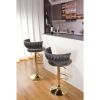 Modern Adjustable Gold Velvet Barstools with Backs - Set of 2