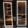 Modern 56" x 16" Full Length LED Mirror w/ Triangle Pattern Light